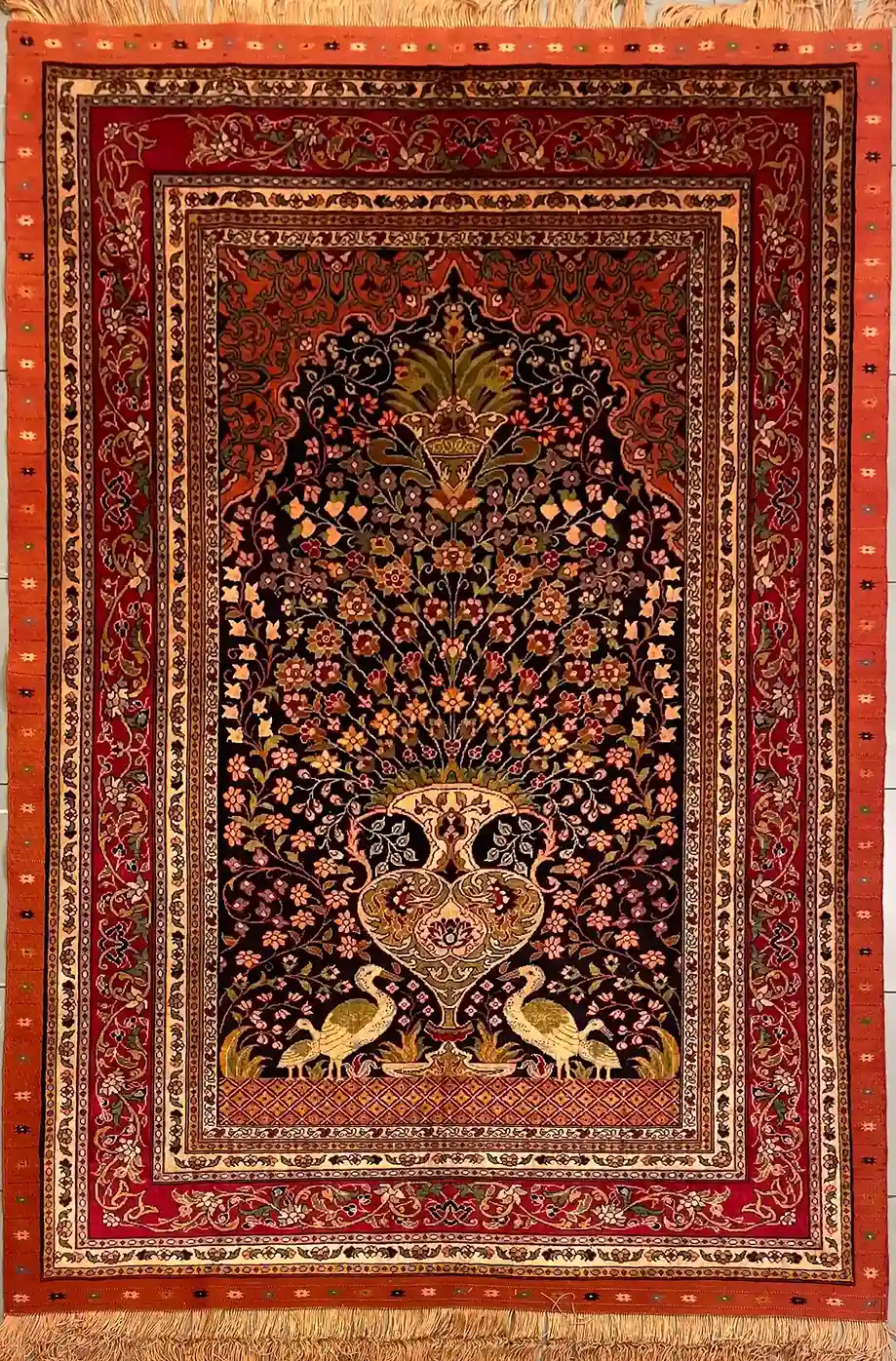 زرع و نیم تمام ابریشم دورو نقشه درختی-گلدانی