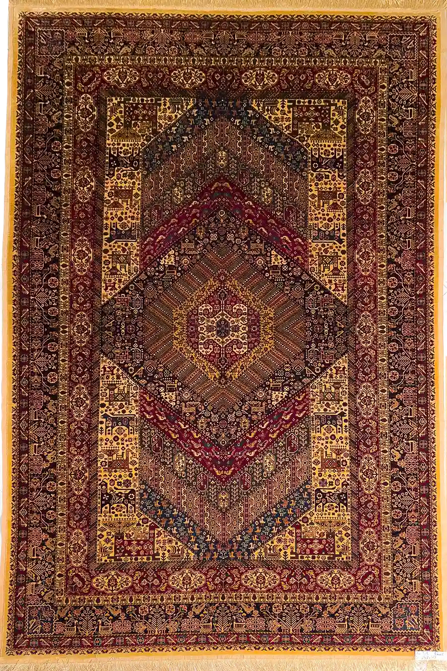 6 meter pure Persian full silk rug with talfighi design