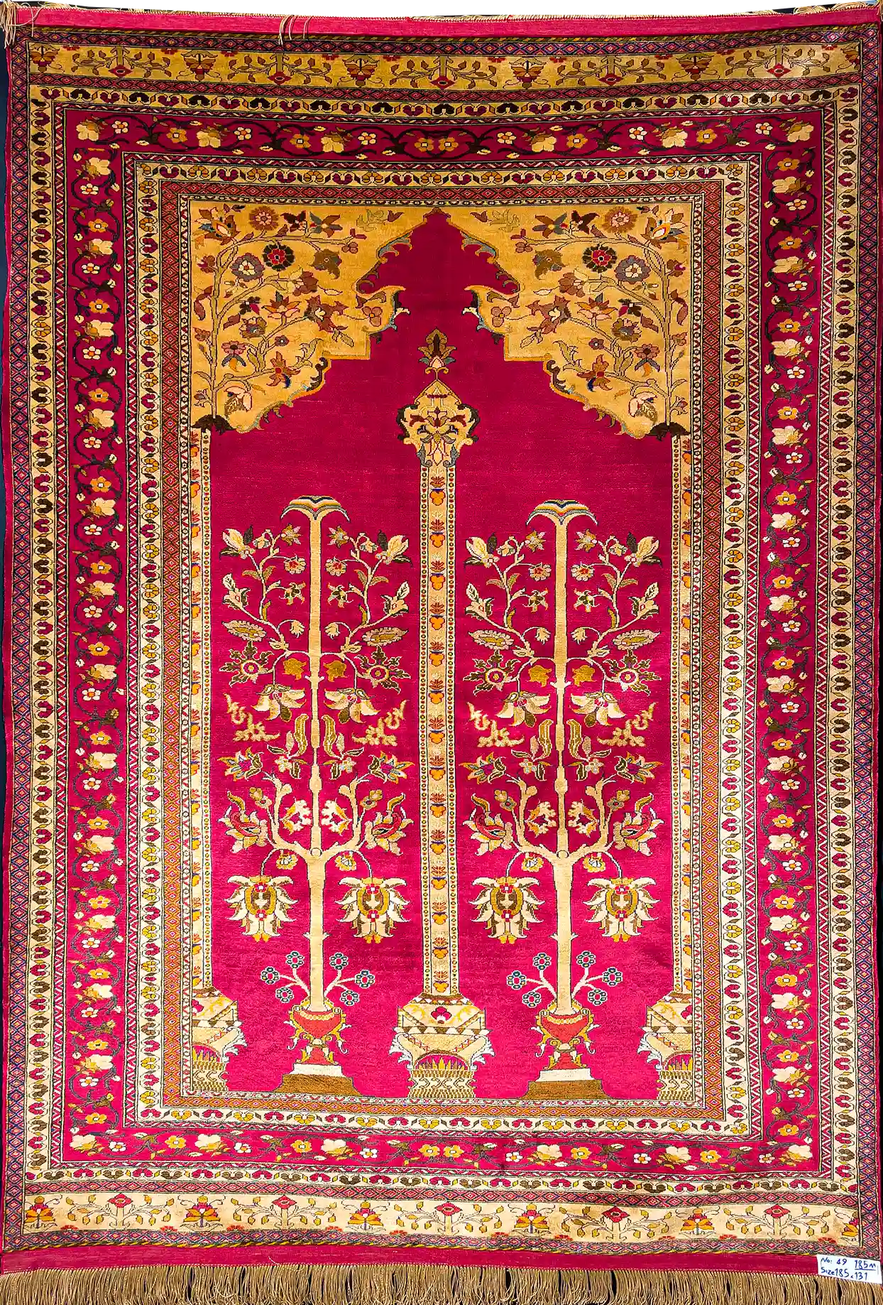 قالیچه تمام ابریشم نقشه ستونی